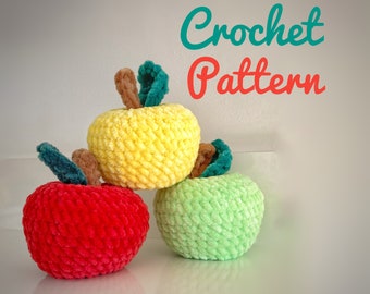 Apple Crochet Pattern Amigurumi, Apple Tutorial crochet amigurumi, Toy Apple amigurumi