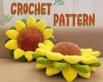NO SEW Sunflower pillow crochet pattern [English only]