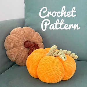 Pumpkin pillow crochet pattern [ENGLISH ONLY] Amigurumi large pumpkin