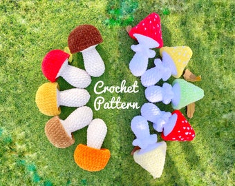 2in1 NO SEW Amanita and Boletus Mushrooms Crochet Pattern Amigurumi, Mushroom crochet pattern, Tutorial crochet amigurumi