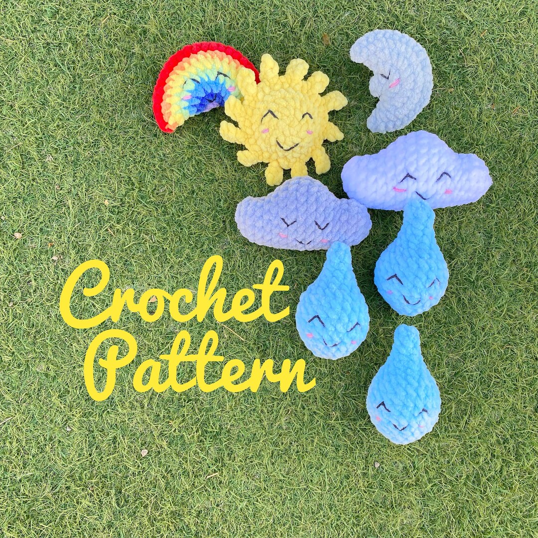 NO SEW Weather Friends Crochet Pattern [ENGLISH Only], Weather Keychain ...