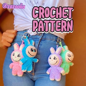 Smiling Bunny Baby  crochet pattern amigurumi [English only], Baby  Bunny Keychain