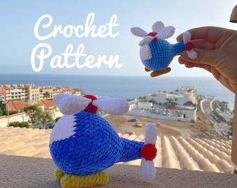 Little Helicopter Crochet Pattern, Helicoptero patron espanol, Airplane Amigurumi, Tutorial crochet amigurumi