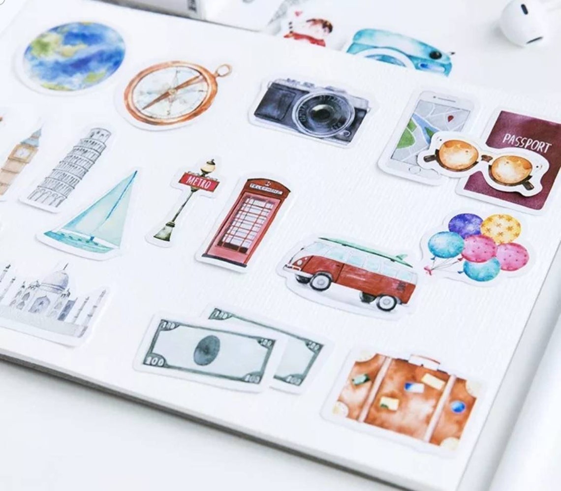 45pcs Travel Stickers Journal Stickers Watercolor Stickers Etsy
