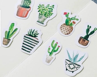 45 Pcs, Potted Plants Stickers, Cactus Stickers, Cute Watercolor Stickers, Plant Stickers, succulent Stickers, Vegan Stickers