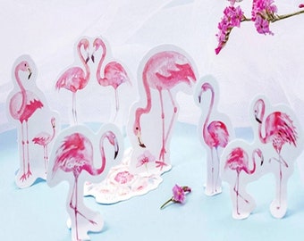 45Pcs Watercolor Flamingos & Flowers Stickers, Scrapbooking, Travel Journal