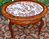 19th century Antique French Louis XVI Walnut satinwood marble top Side table
