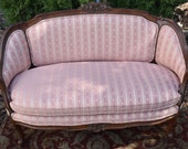 1920s French Louis XV Carved Mahogany small Love-seat Sofa , spring seat