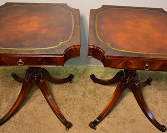 great pair of regency style mahogany weiman leather top side end tables - Antique Mahogany End Tables great pair of regency style mahogany weiman leather top side end tables - Antique Mahogany End Tables