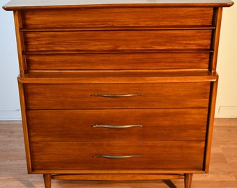 Mid-Century Modern Kent Coffey the Foreteller Walnut Tall chest highboy dresser