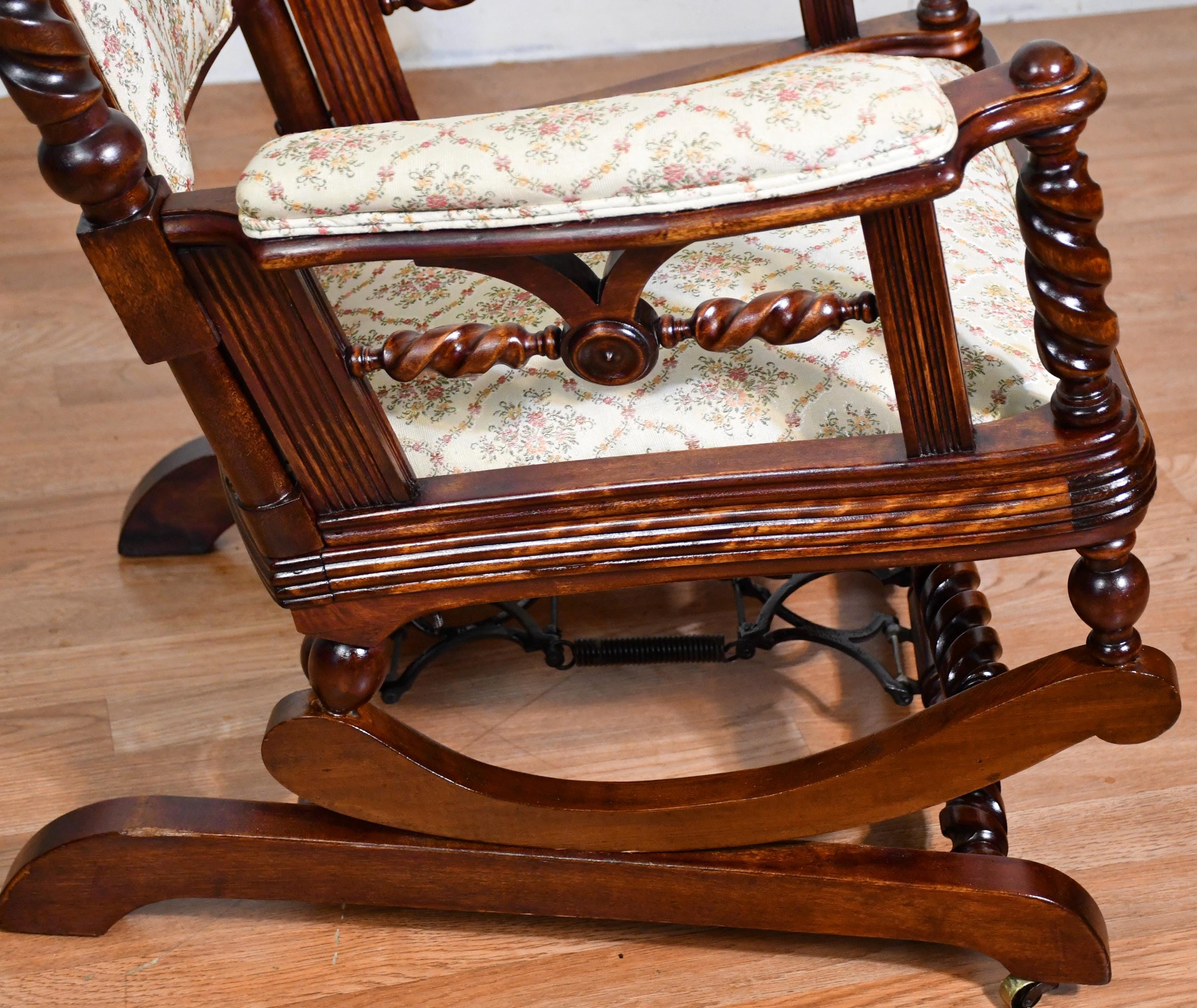 1870 Antique George Hunzinger Barley Twist Mahogany Platform Rocking ...