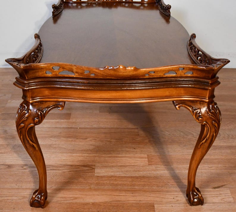 1940s English Chippendale Carved Mahogany Coffee Table - Etsy - Wooden Coffee Table With Ornate Legs