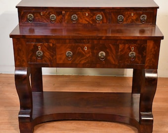 1890s Antique American Empire Flame Mahogany Server / Buffet