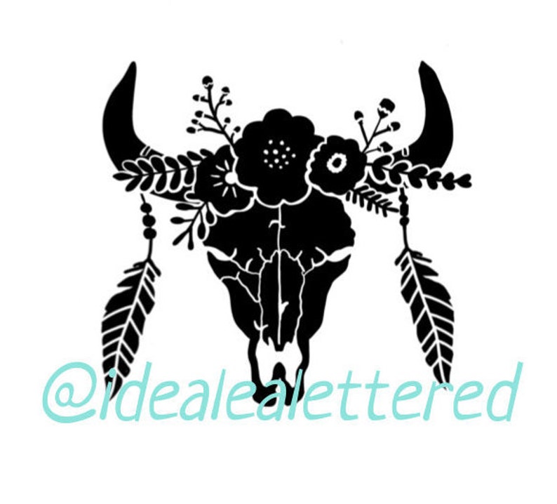 SVG Cuttable Boho Skull Bohemian SVG Skull HandDrawn SVG Etsy