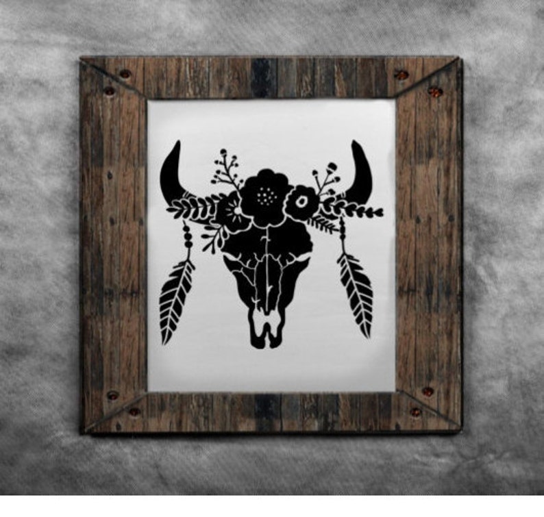 SVG Cuttable Boho Skull Bohemian SVG Skull HandDrawn SVG Etsy