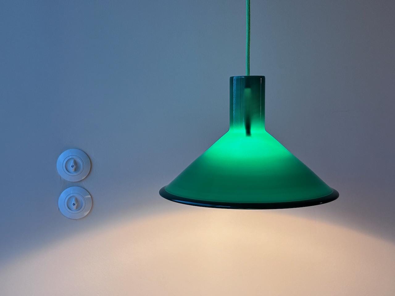 Michael Bang P&T glass pendant lamp by Holmegaard, Denmark, 1970s