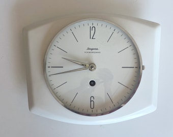 Dugena Porcelain Wall Clock Kitchen Clock 1950s Floating Movement