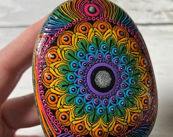 Unique handpainted rainbow rock