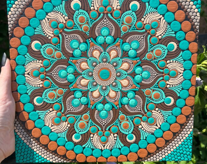 Wooden Dot Mandala Wall Hanging Boho Dot Painting Etsy