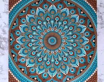 boho dot mandala stretch canvas