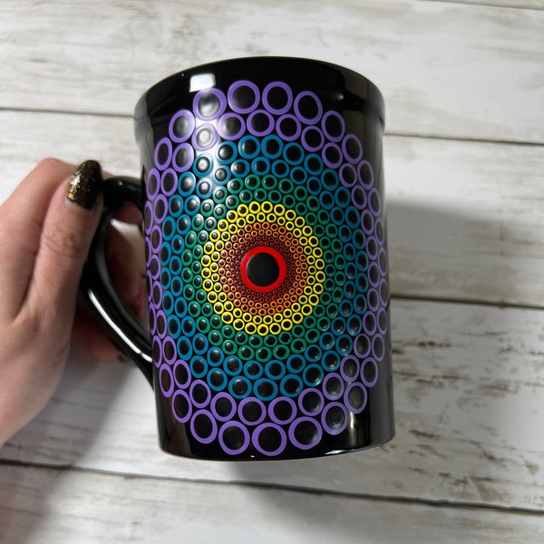 Rainbow sacred geometry mug