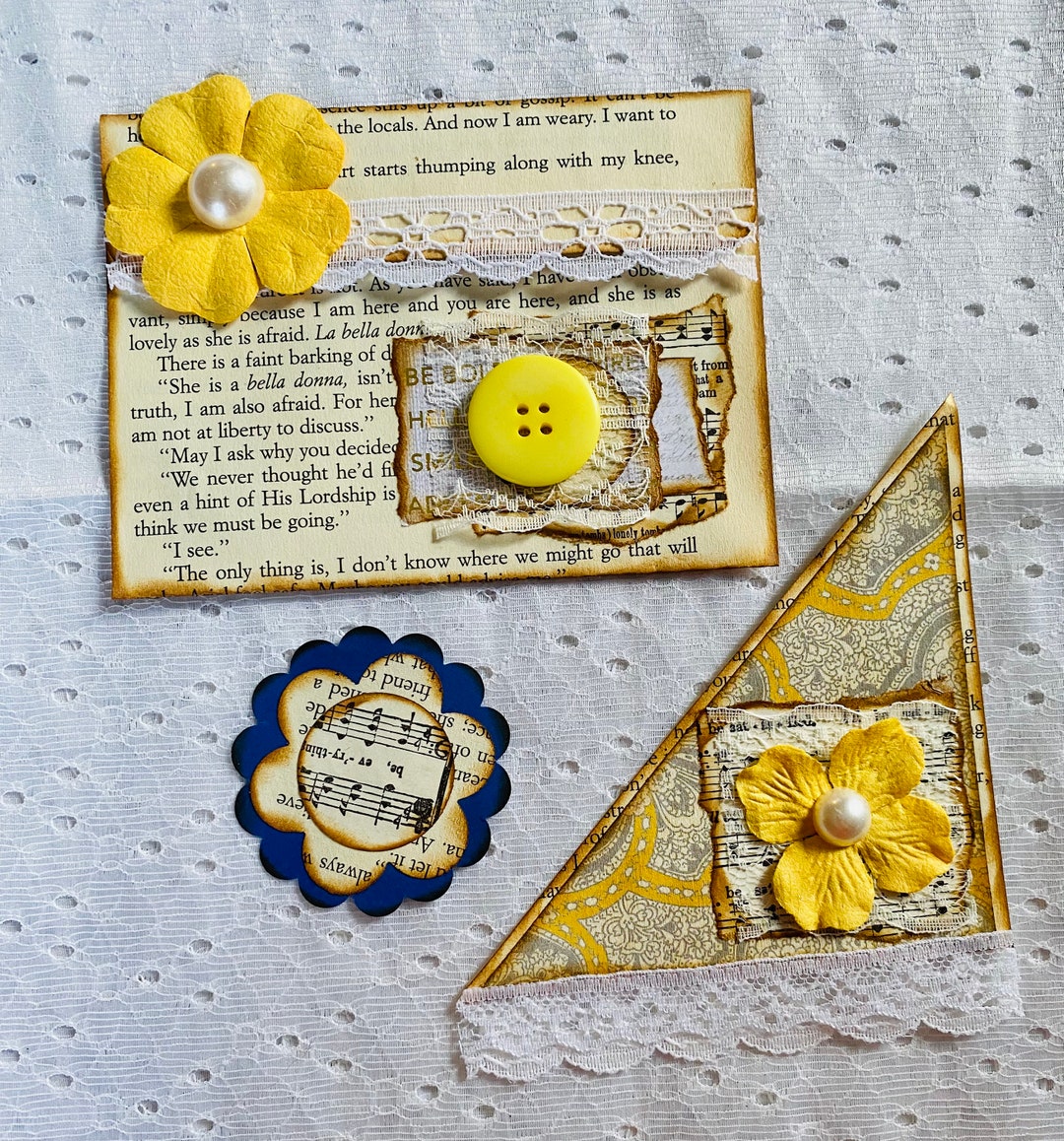 Book Page Embellishments, Book Page Pockets, Pockets for Junk Journals