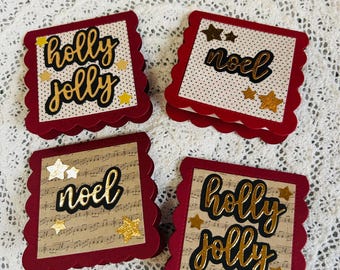 Scalloped Card Set, Mini Cards, Christmas Card Set, shaped themed cards