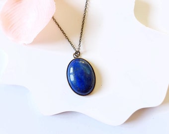 Kette Lapis Lazuli Edelstein Anhänger blauer Edelstein