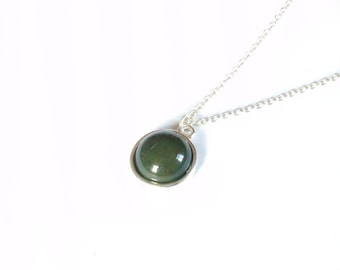 Chain Blutjaspis gemstone cabochon Pendant Green