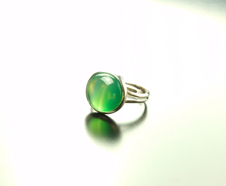 Ring Green Agate Gemstone Silver image 1
