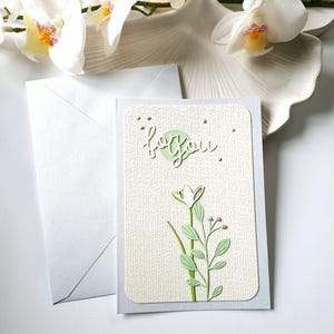 Biglietto di auguri "per te" con fiore bianco, biglietto pieghevole con busta