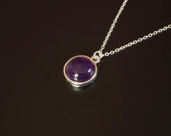 Necklace Amethyst Purple Gemstone pendant Silver