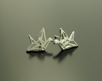 Boucles d’oreilles à goujons plaquées argent Crane Bird