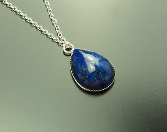 Chaîne lapis lazuli en pierre en perles en argent bleu cabochon Lapis Lazuli or ovale