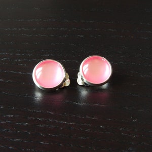 Ohrclips Cateye Imitat Cabochon Fassung rosa Clip Bild 1