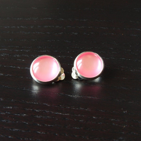 Ohrclips Cateye Imitat Cabochon Fassung rosa Clip