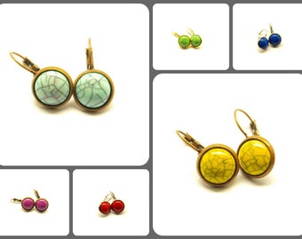 Earrings of choice with turquoise imitation cabochon frame blue red green yellow pink purple light blue copper silver bronze golden juvelato