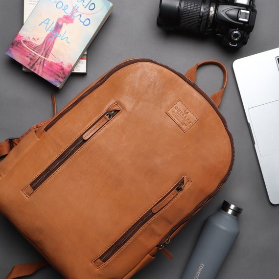 tan leather backpack mens