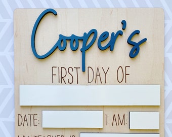 Personalized Name 1st Day of School Sign/ My First Day of School Sign/ Custom School Board/ First Day of School Photo Prop/ Back to School