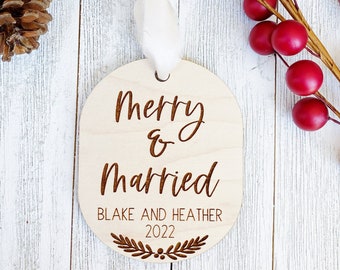 Merry and Married 2023 Ornament/ Personalized Just Married Ornament/ Married in 2023 Gift/ Merry and Married Ornament/ Couples Ornament