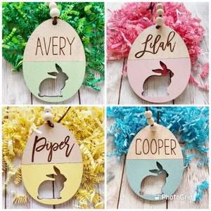 Personalized Easter Basket Tag/ Easter Bunny Basket Tag/ Kids Easter Tag/ Easter Basket Sign/ Wood Easter Basket Name Tag/ Kids Name Easter