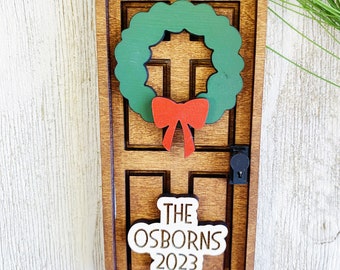Custom Christmas Door Ornament/ Personalized New Home Ornament/ Front Door Ornament/ Our First Home Ornament/ New Home Gift