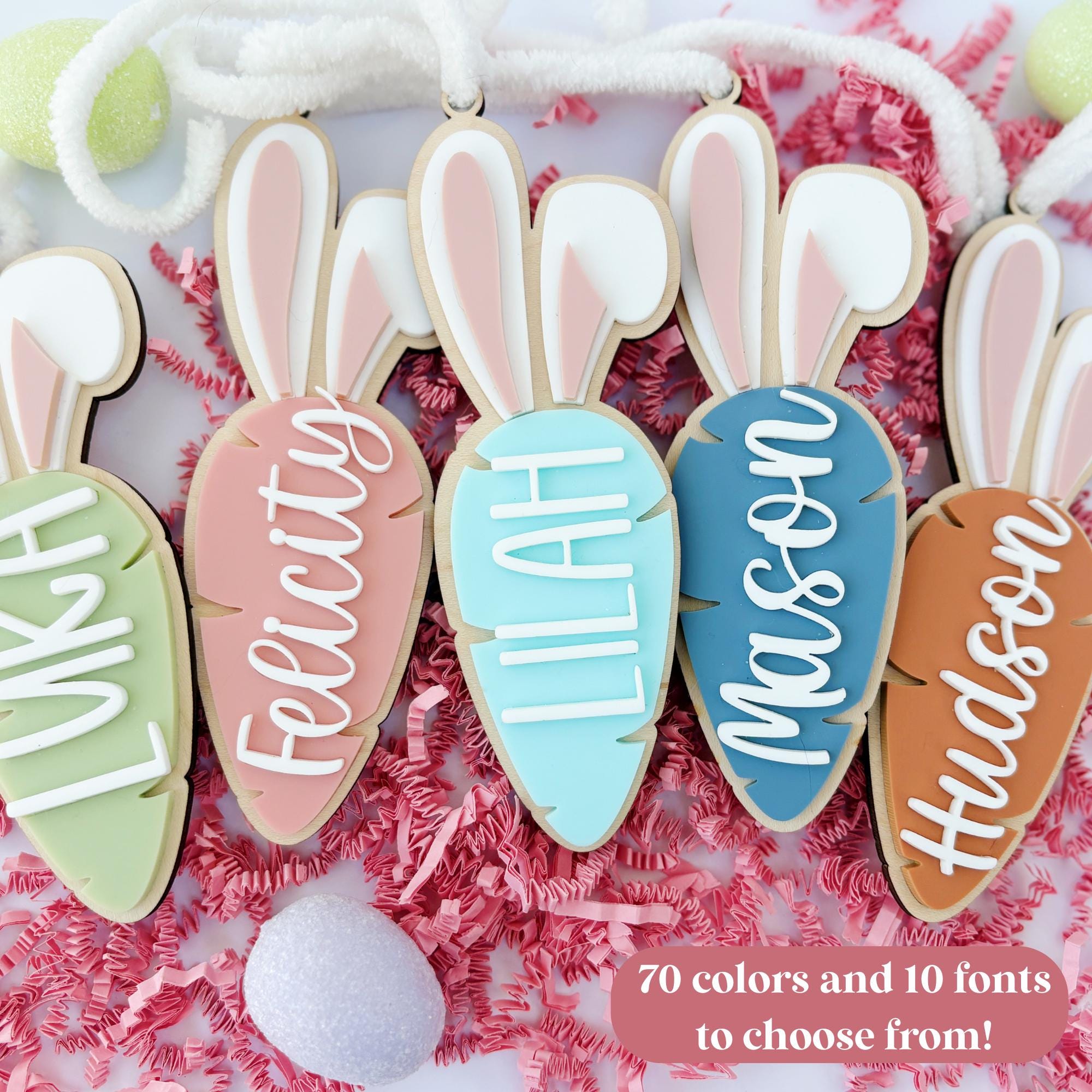 Handmade Kids Easter Basket Tag, Carrot Easter Tag, Name Easter Tag, Personalized Easter Basket Tag, Spring Decor, Custom Easter Bunny Tag