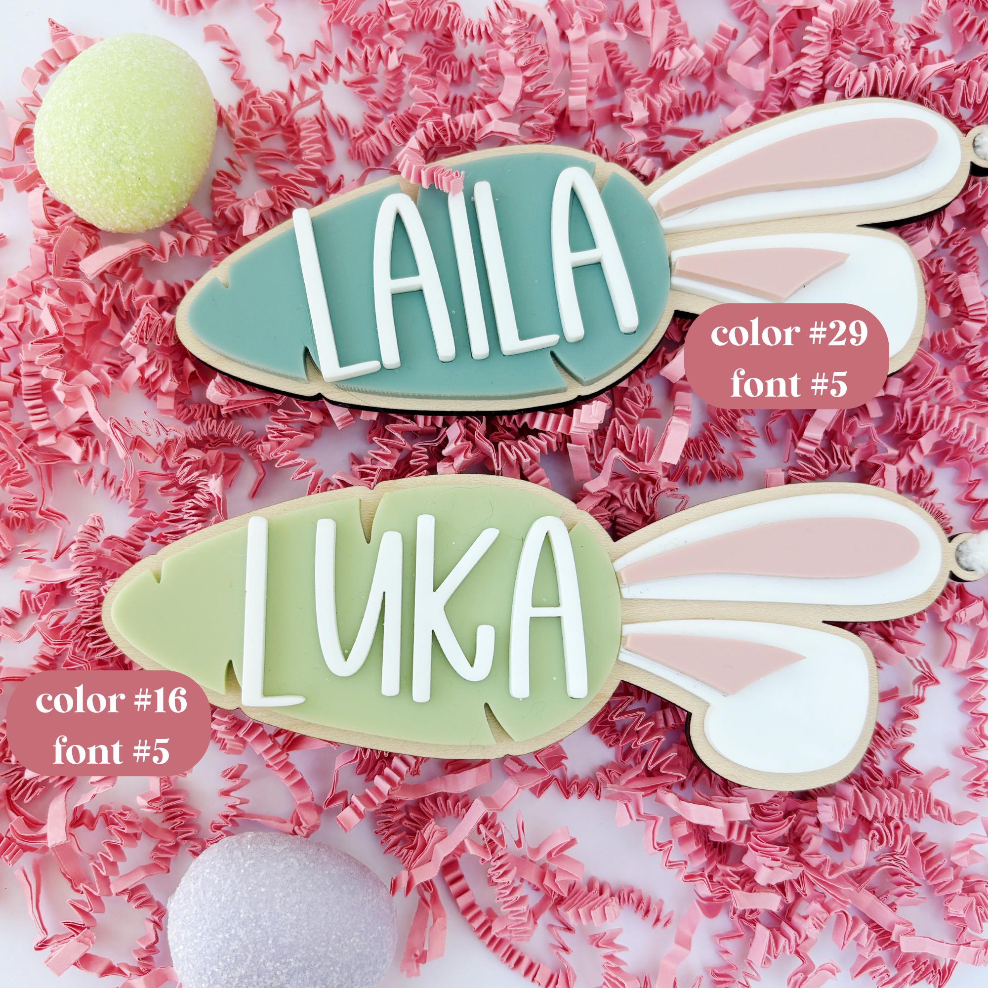 Handmade Kids Easter Basket Tag, Carrot Easter Tag, Name Easter Tag, Personalized Easter Basket Tag, Spring Decor, Custom Easter Bunny Tag