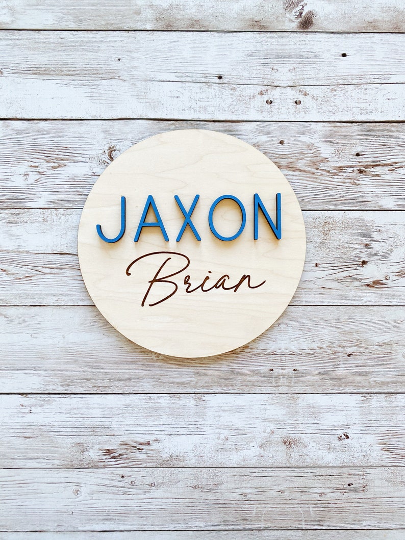 Boho Baby Name Round/wood Baby Name Sign/ 3D Baby Name Circle/ Etsy