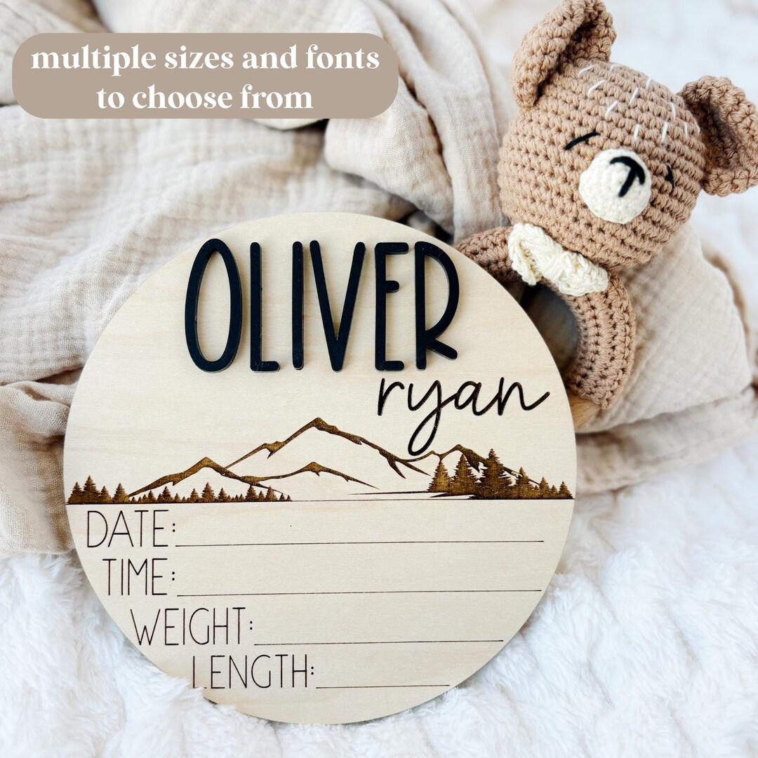 Baby Name Announcement Sign With Birth Stats, Engraved Birth ...