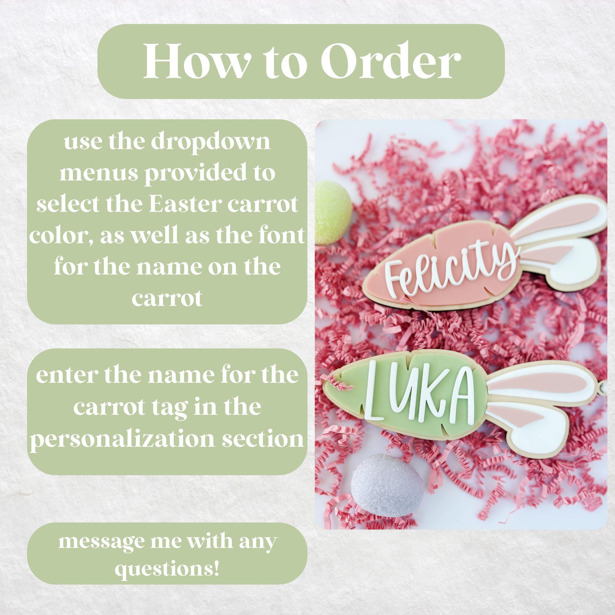 Handmade Kids Easter Basket Tag, Carrot Easter Tag, Name Easter Tag, Personalized Easter Basket Tag, Spring Decor, Custom Easter Bunny Tag