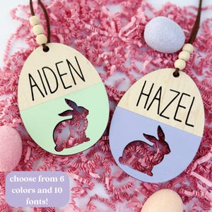 Personalized Easter Basket Tag, Wood Bunny Name Tag