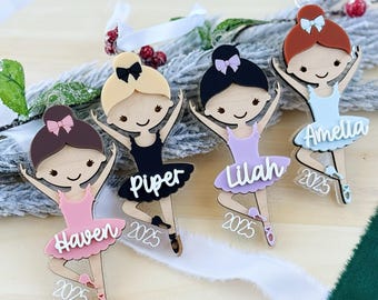 Ballerina Ornament, Personalized Ballet Ornament with Custom Hair and Dress Colors
