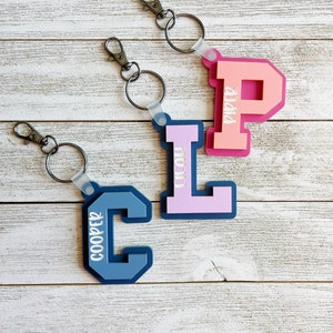 Varsity Letter Backpack Tag/ Personalized Initials Backpack Keychain/ Varsity Bag Tag/ Backpack Tag for Kids/ Sporty Backpack Bag Tag